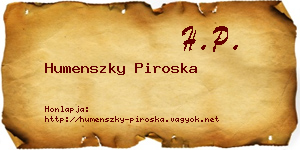 Humenszky Piroska névjegykártya